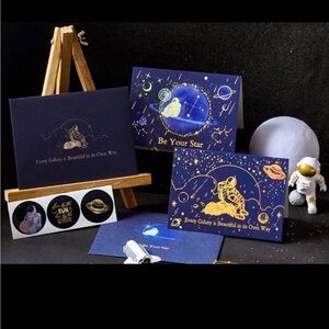 NEW Space Astronaut Themed Card Set - 6 Cards, Envelopes, & Sticker Seals